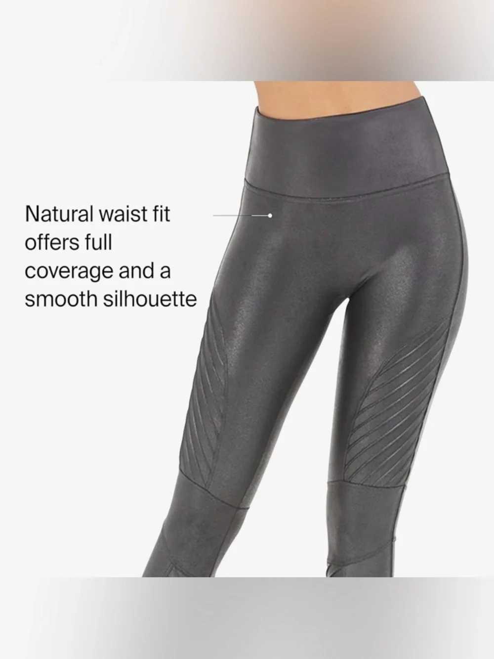 SPANX Shape Faux Leather Moto Leggings in Gunmetal - Picture 9 of 12
